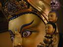 Easily recognized by his eyebrows and moustache, Padmasambhava, the founder of Tibetan Buddhism, is found in most Tibetan temples.